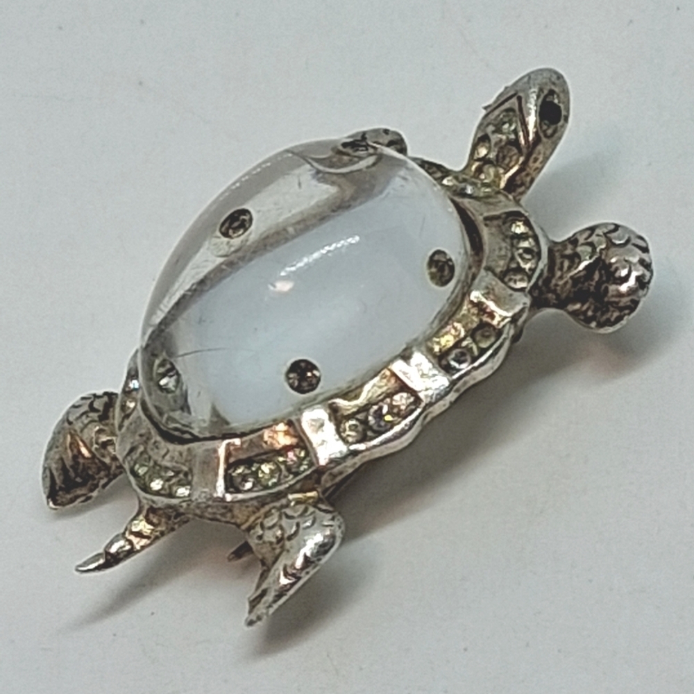 * Vintage 925 Coro Corocraft Jelly Belly Turtle Pin Brooch Dress Clip